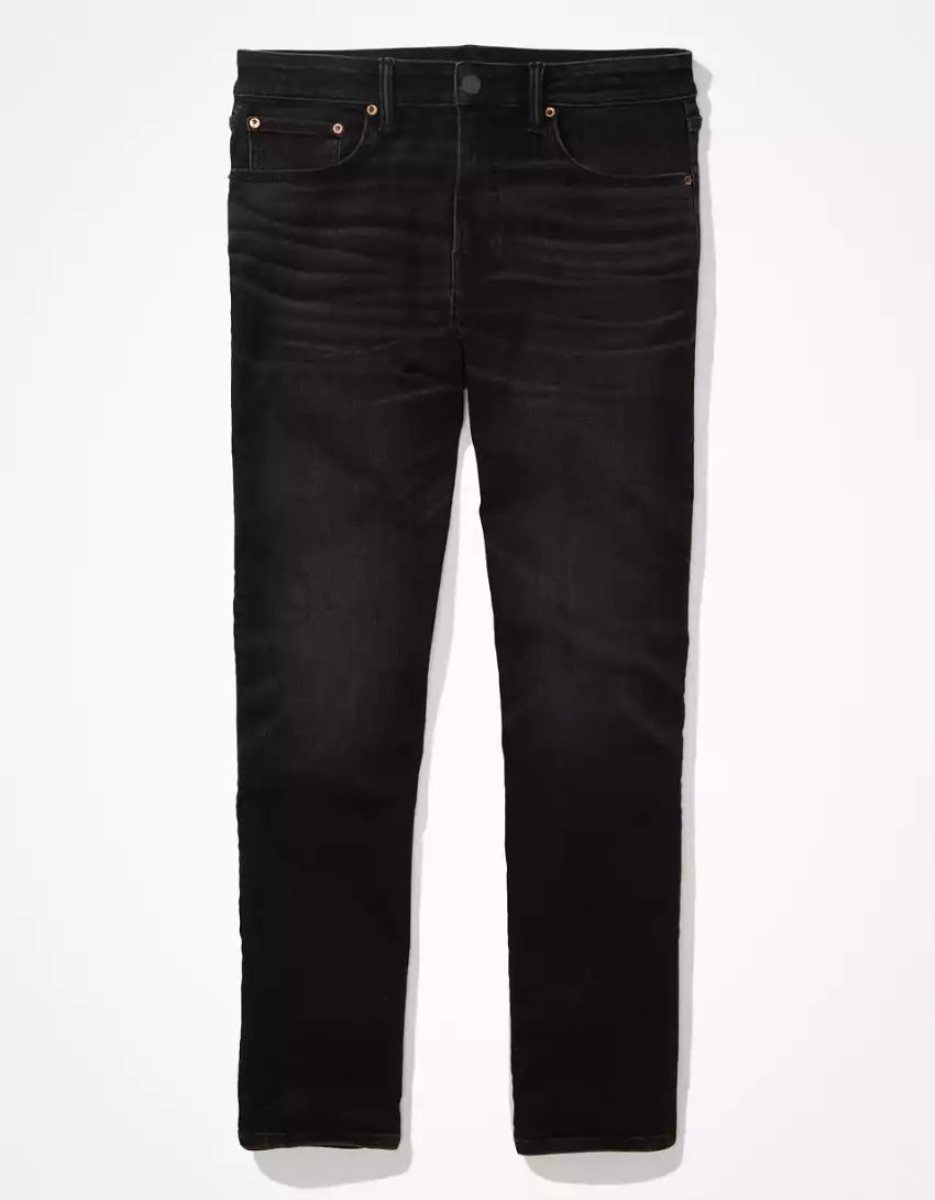 Jean American Eagle AE AirFlexAthletic Droit Noir Homme | PNX-75204262